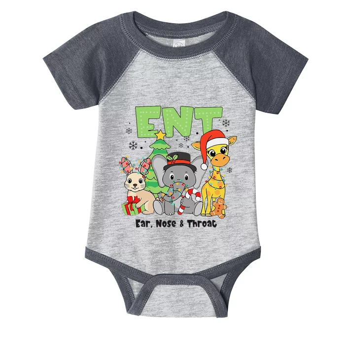 Ent Nurse Christmas Ear Nose Throat Rabbit Elephant Giraffe Infant Baby Jersey Bodysuit