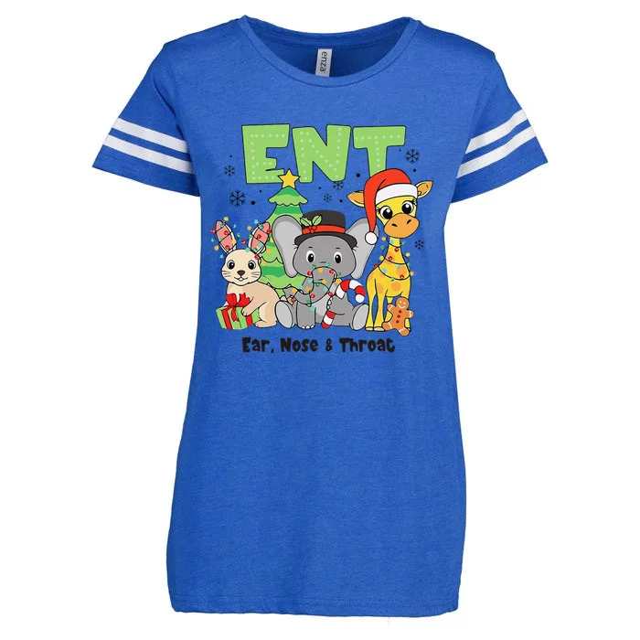 Ent Nurse Christmas Ear Nose Throat Rabbit Elephant Giraffe Enza Ladies Jersey Football T-Shirt