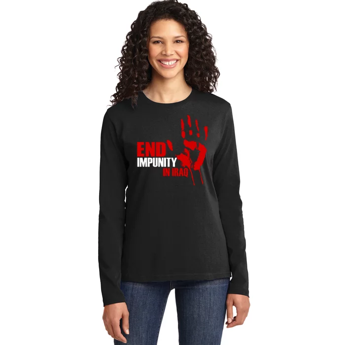 End Impunity In Iraq Ladies Long Sleeve Shirt