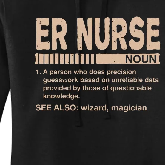 ER Nurse Definition Funny Emergency Nurse Humor Trauma Nurse Women's Pullover Hoodie