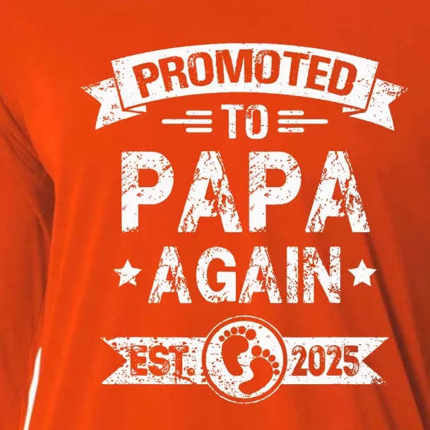 Expecting New Dad Promoted To Papa Again Est. 2025 Cooling Performance Long Sleeve Crew