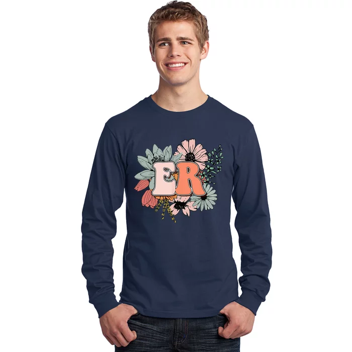 ER Nurse Emergency Room Nurse Floral Style For Nurse Long Sleeve Shirt