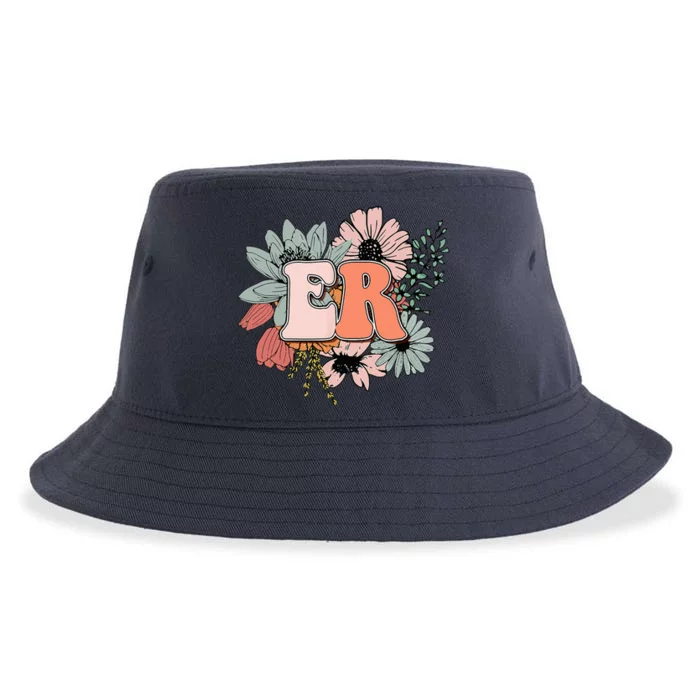 ER Nurse Emergency Room Nurse Floral Style For Nurse Sustainable Bucket Hat