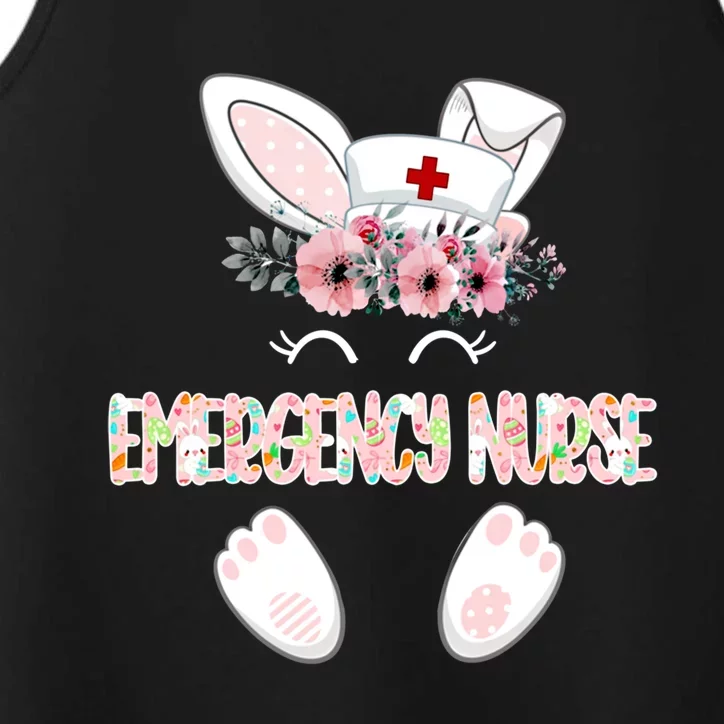 Emergency Nurse Easter Nurse Floral Bunny Gift Performance Tank