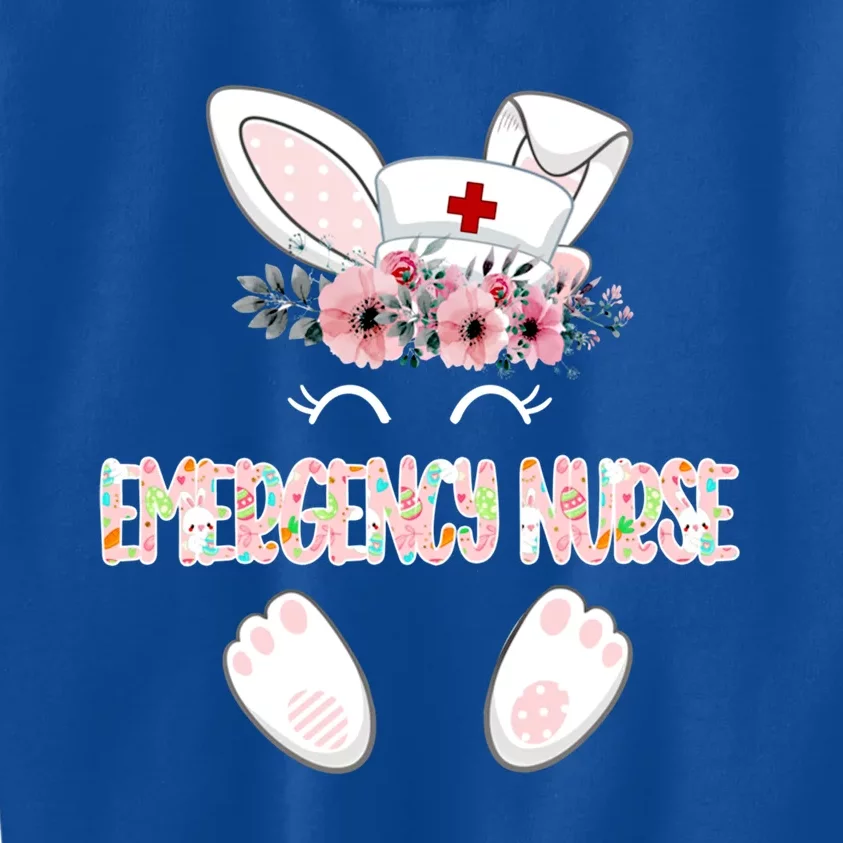 Emergency Nurse Easter Nurse Floral Bunny Gift Kids Sweatshirt