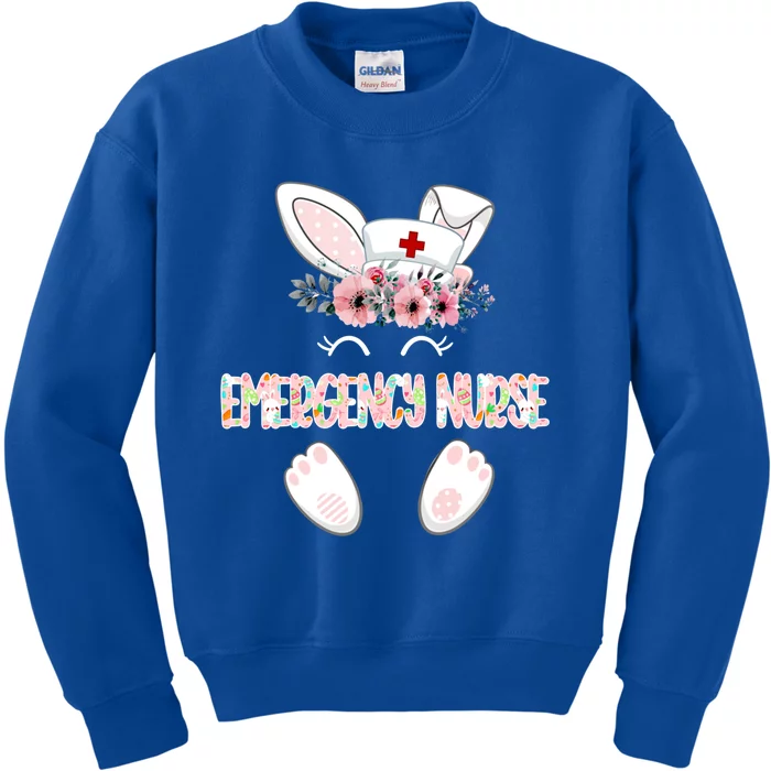 Emergency Nurse Easter Nurse Floral Bunny Gift Kids Sweatshirt