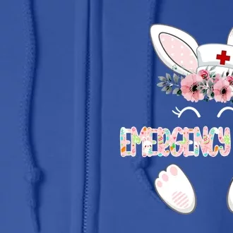 Emergency Nurse Easter Nurse Floral Bunny Gift Full Zip Hoodie