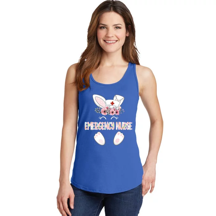 Emergency Nurse Easter Nurse Floral Bunny Cool Gift Ladies Essential Tank