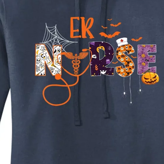 Emergency Nurse Er Nurse Halloween Spooky Season Nursing Gift Women's Pullover Hoodie