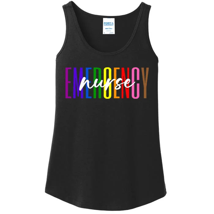 Emergency Nurse ER Nurse Emergency Room Pride Rainbow Ladies Essential Tank