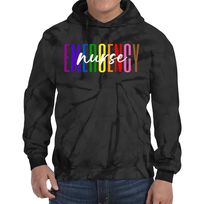 Emergency Nurse ER Nurse Emergency Room Pride Rainbow Tie Dye Hoodie