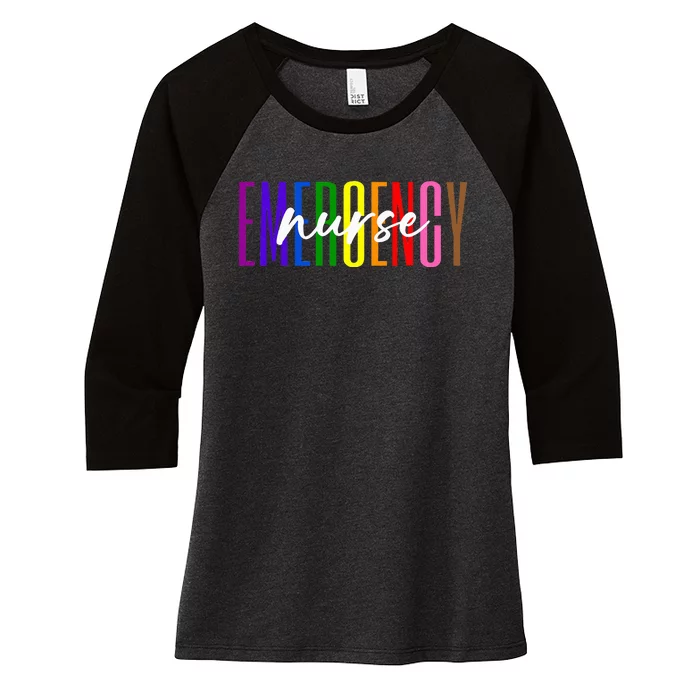 Emergency Nurse ER Nurse Emergency Room Pride Rainbow Women's Tri-Blend 3/4-Sleeve Raglan Shirt