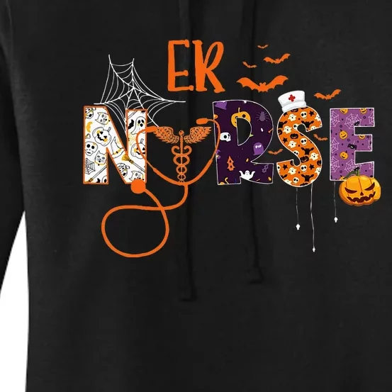 Emergency Nurse ER Nurse Halloween Spooky Season Nursing Women's Pullover Hoodie