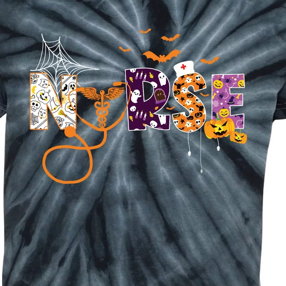 Emergency Nurse Er Nurse Halloween Spooky Season Nursing Kids Tie-Dye T-Shirt