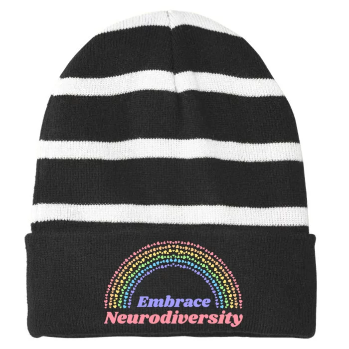 Embrace Neurodiversity Striped Beanie with Solid Band