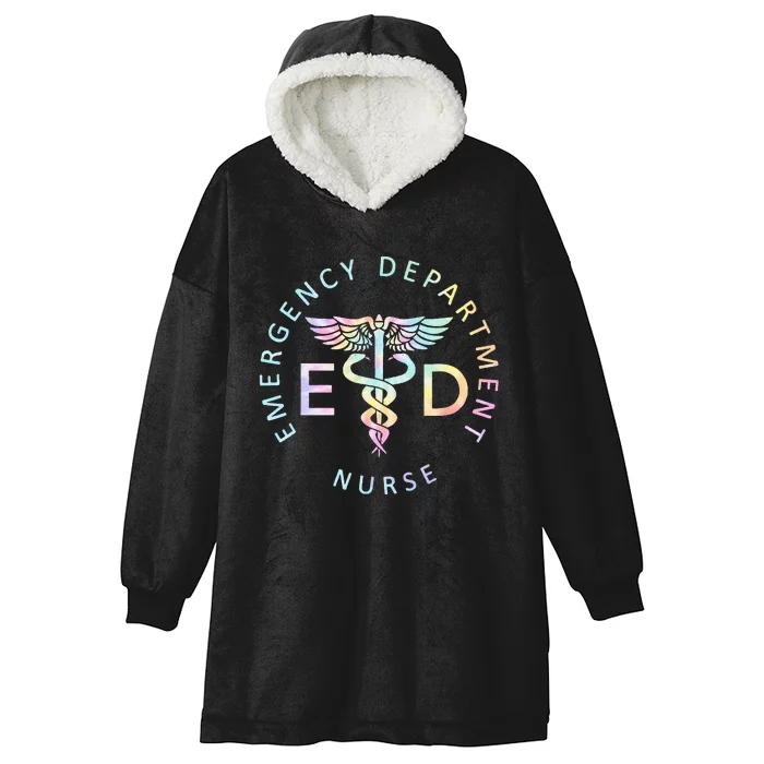 Emergency Nurse ED Nurse ER Emergency Department Nur Tie Dye Hooded Wearable Blanket