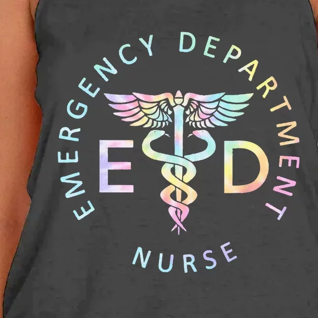 Emergency Nurse ED Nurse ER Emergency Department Nur Tie Dye Women's Knotted Racerback Tank