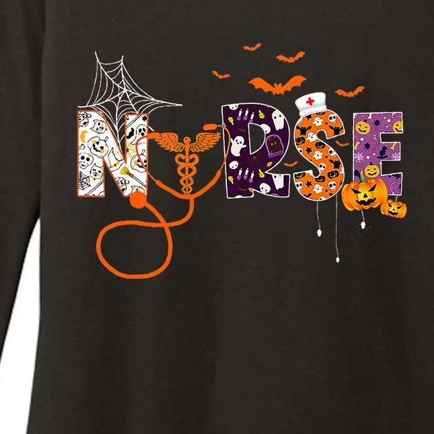 Emergency Nurse ER Nurse Halloween Spooky Season Nursing Womens CVC Long Sleeve Shirt