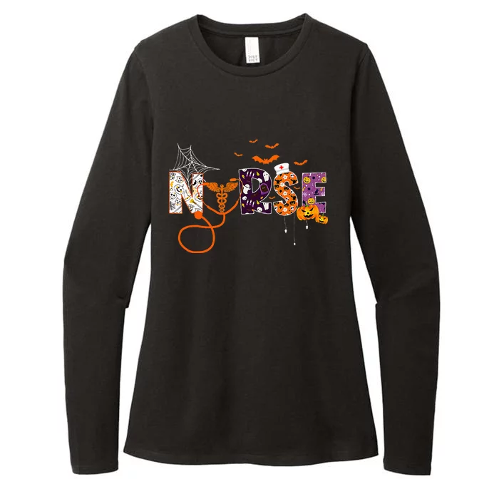 Emergency Nurse ER Nurse Halloween Spooky Season Nursing Womens CVC Long Sleeve Shirt