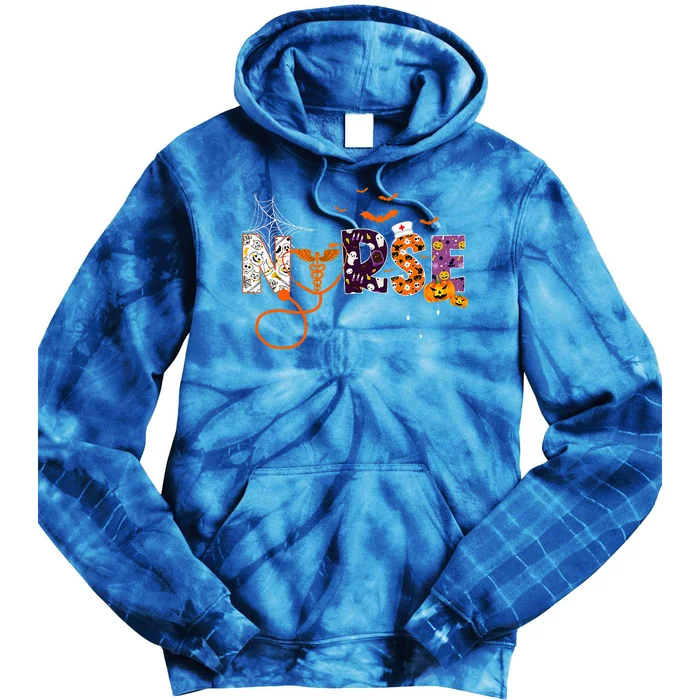 Emergency Nurse ER Nurse Halloween Spooky Season Nursing Tie Dye Hoodie