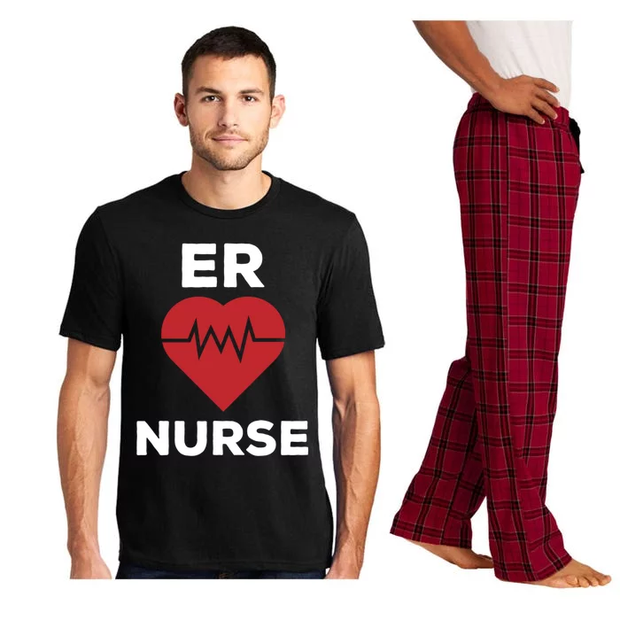 Er Nurse Emergency Room Nurse Heartbeat Nursing Gift Pajama Set