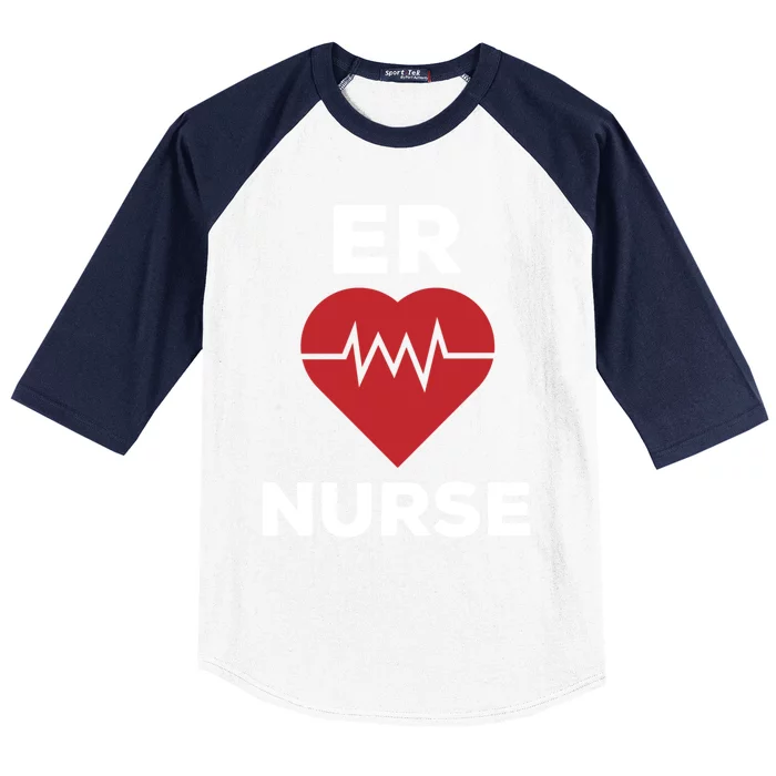 Er Nurse Emergency Room Nurse Heartbeat Nursing Gift Baseball Sleeve Shirt