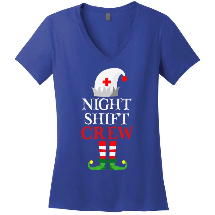 Elf Nursing Funny Christmas Nurse Night Shift Crew Women's V-Neck T-Shirt