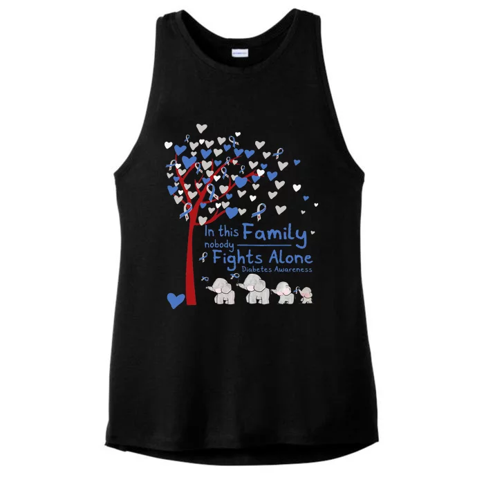 Elephants Nobody Fights Alone T1d Diabetes Awareness Ladies Tri-Blend Wicking Tank