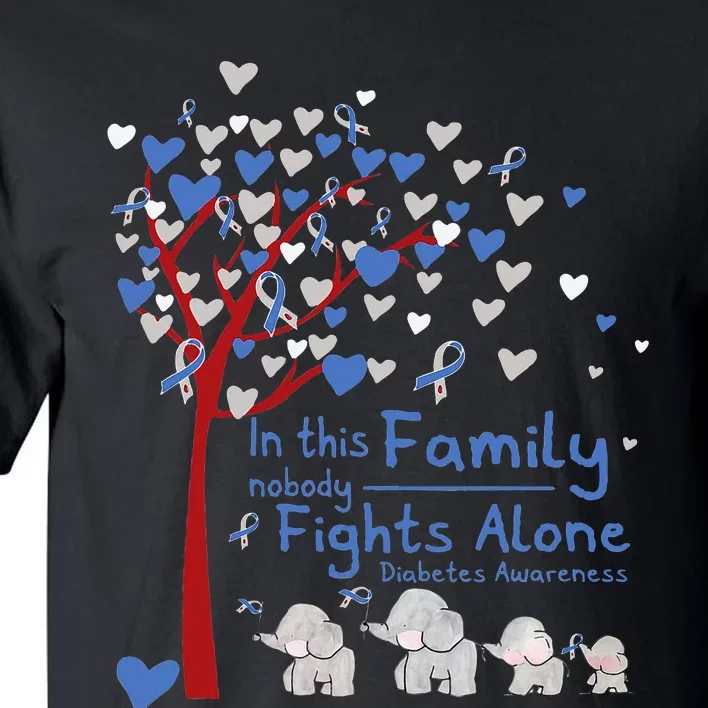 Elephants Nobody Fights Alone T1d Diabetes Awareness Tall T-Shirt