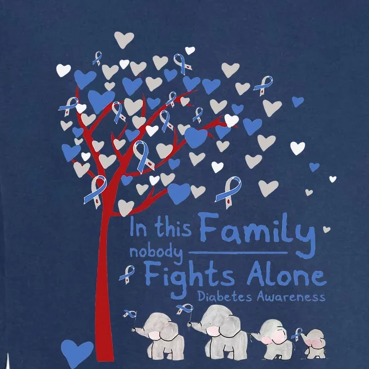 Elephants Nobody Fights Alone T1d Diabetes Awareness Garment-Dyed Sweatshirt