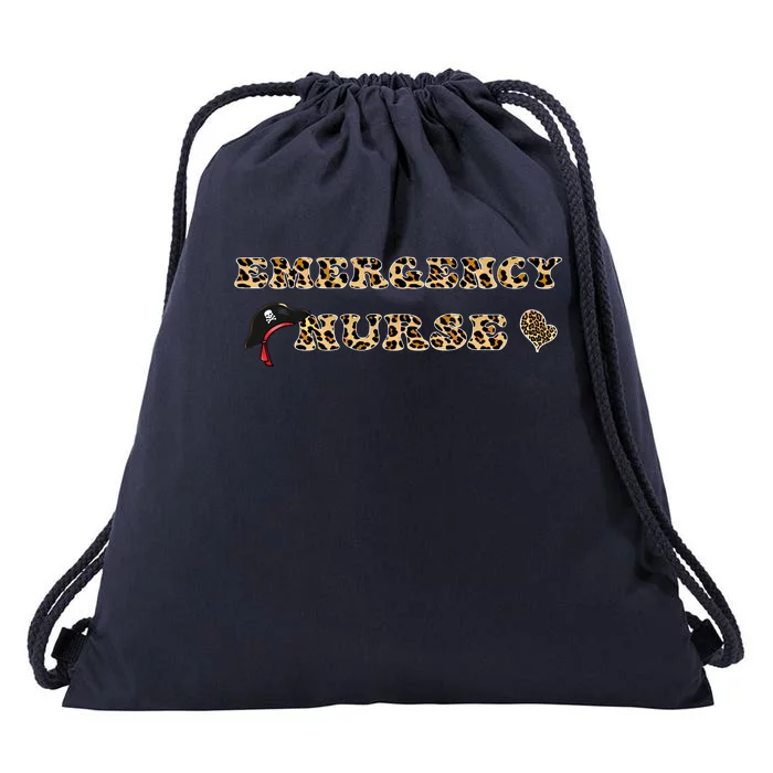 Emergency Nurse For Super Nurse Leopard Font Pirate Gift Drawstring Bag