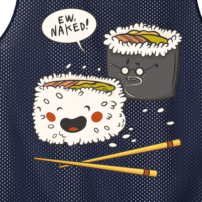 Ew Naked Funny Sushi Mesh Reversible Basketball Jersey Tank