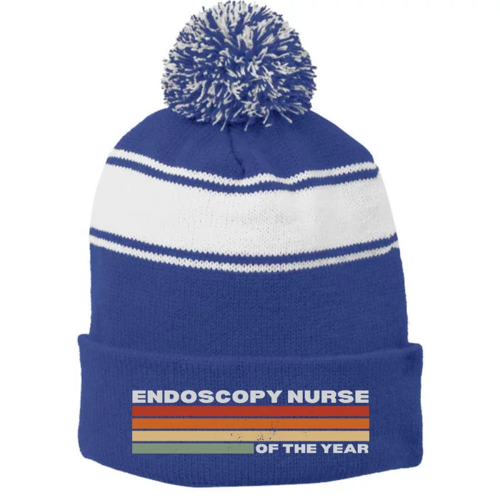 Endoscopy Nurse Funny Nursing Student Appreciation Quote Gift Stripe Pom Pom Beanie