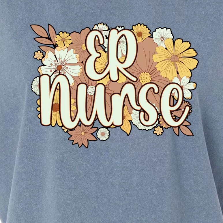 Emergency Nurse Flowers Emergency Nursing Gift Garment-Dyed Women's Muscle Tee