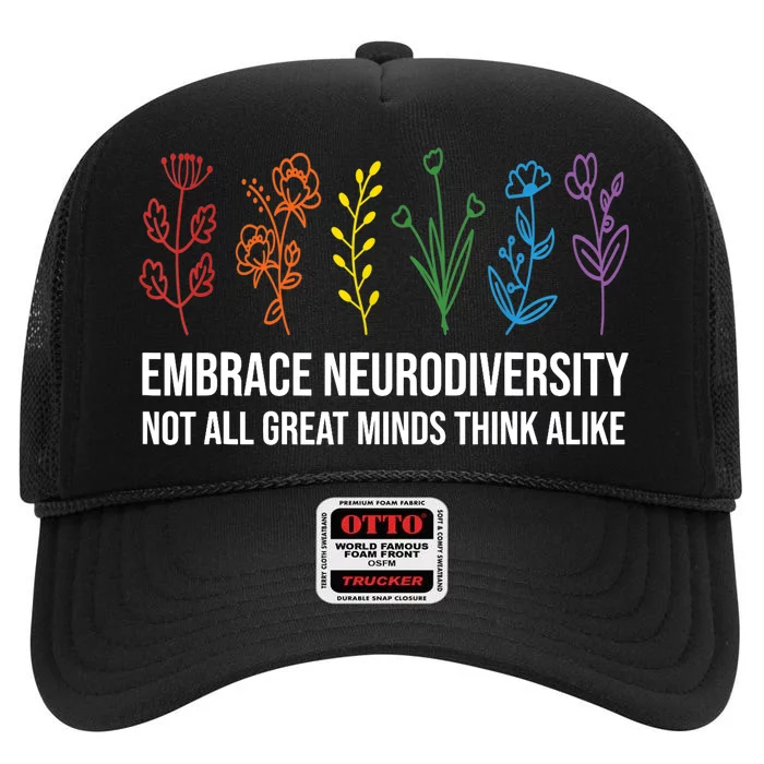 Embrace Neurodiversity flower Autism Awareness Mom Gifts High Crown Mesh Trucker Hat