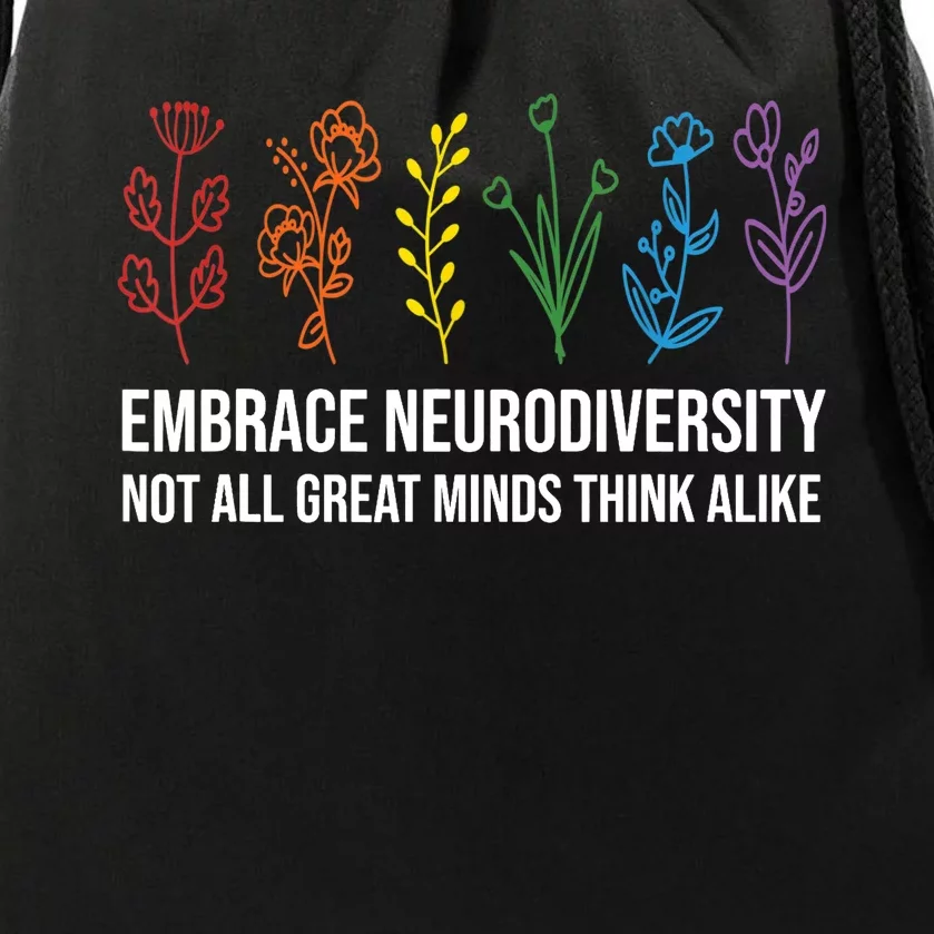 Embrace Neurodiversity flower Autism Awareness Mom Gifts Drawstring Bag