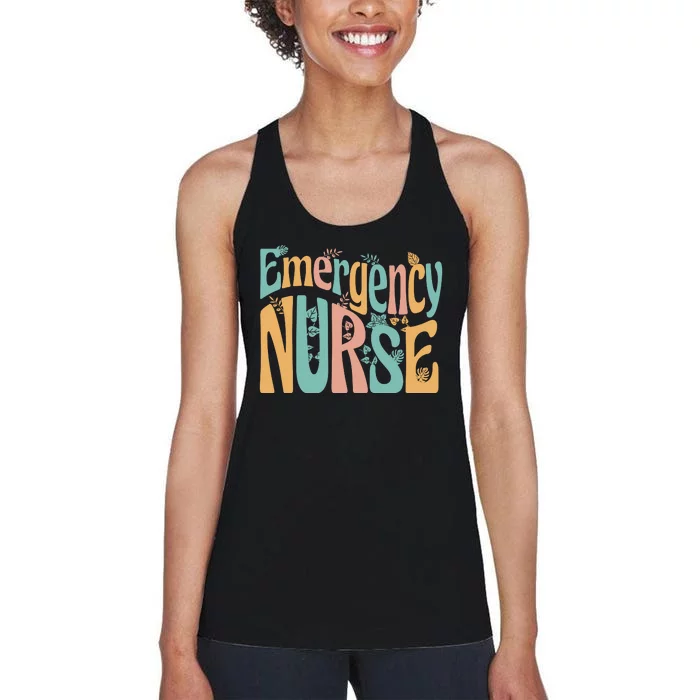 Emergency Nurse Groovy Women's Racerback Tank