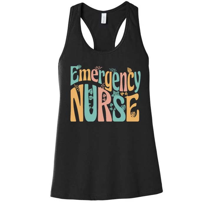 Emergency Nurse Groovy Women's Racerback Tank