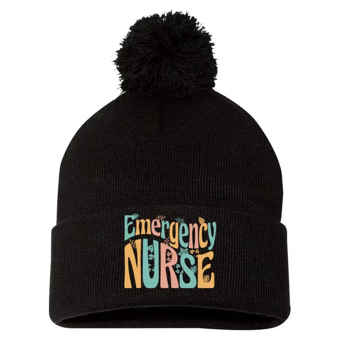 Emergency Nurse Groovy Pom Pom 12in Knit Beanie