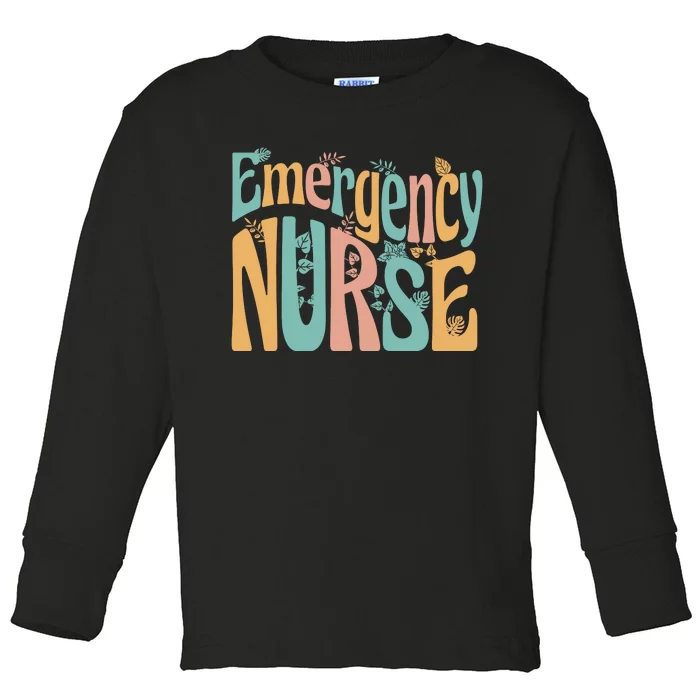 Emergency Nurse Groovy Toddler Long Sleeve Shirt