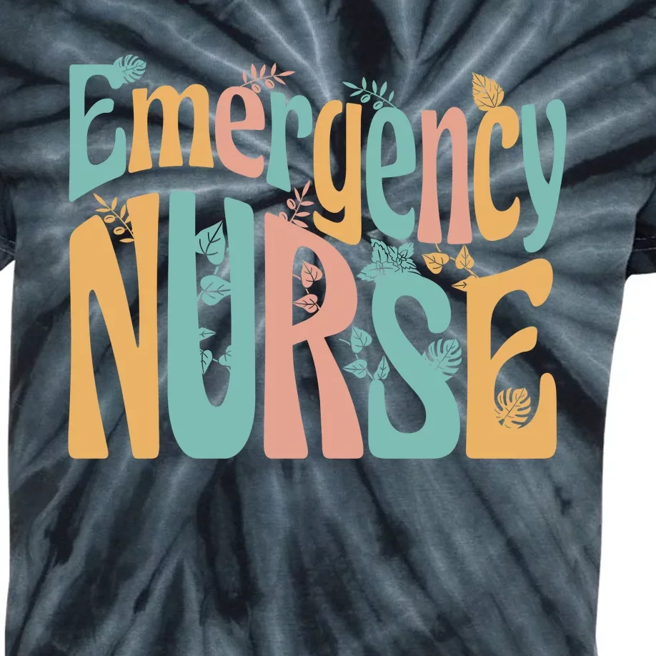 Emergency Nurse Groovy Kids Tie-Dye T-Shirt