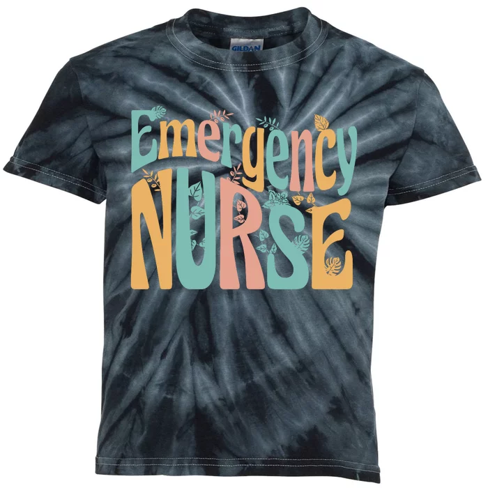 Emergency Nurse Groovy Kids Tie-Dye T-Shirt