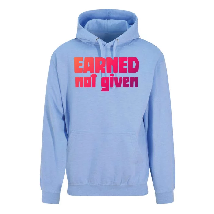 Earned Not Given Gym Workout Fitness Motivation Design E381 Gift Unisex Surf Hoodie