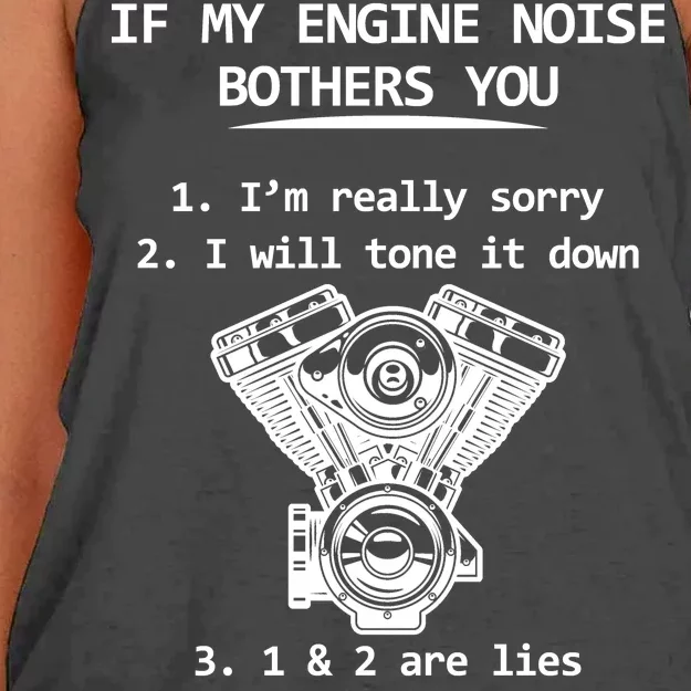 Engine Noise Bothering You I Don't Care Women's Knotted Racerback Tank