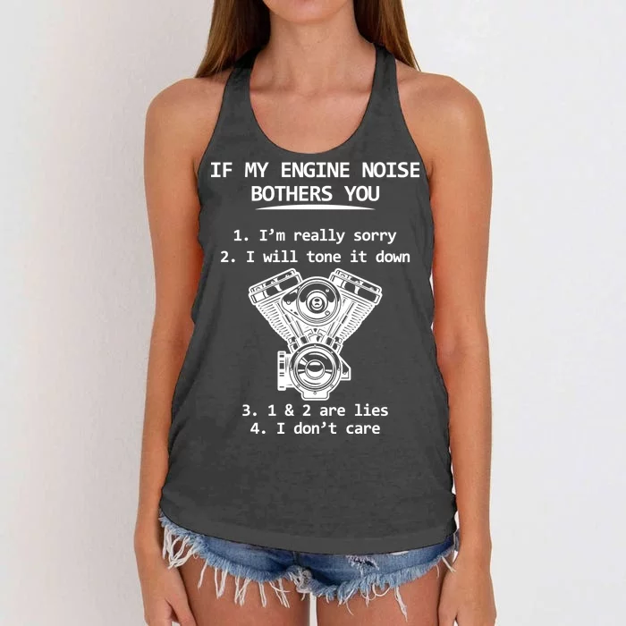 Engine Noise Bothering You I Don't Care Women's Knotted Racerback Tank