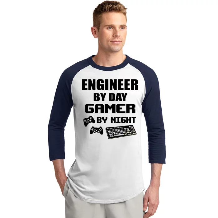 Engineer By Day Gamer By Night Baseball Sleeve Shirt