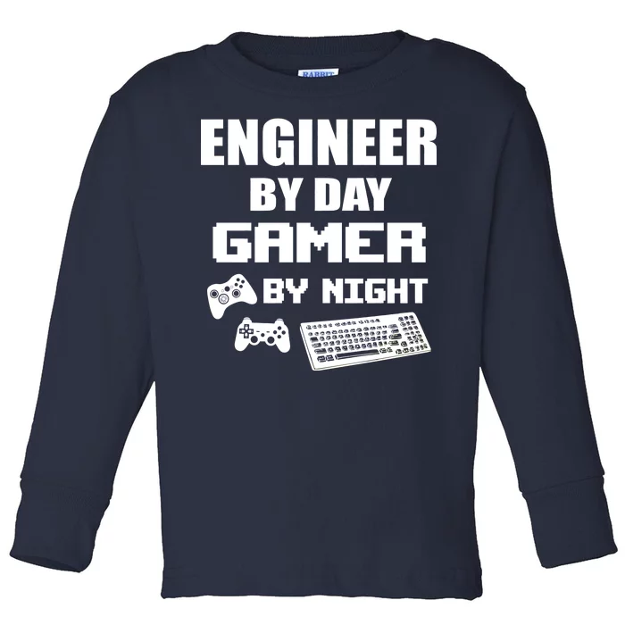 Engineer By Day Gamer By Night Toddler Long Sleeve Shirt