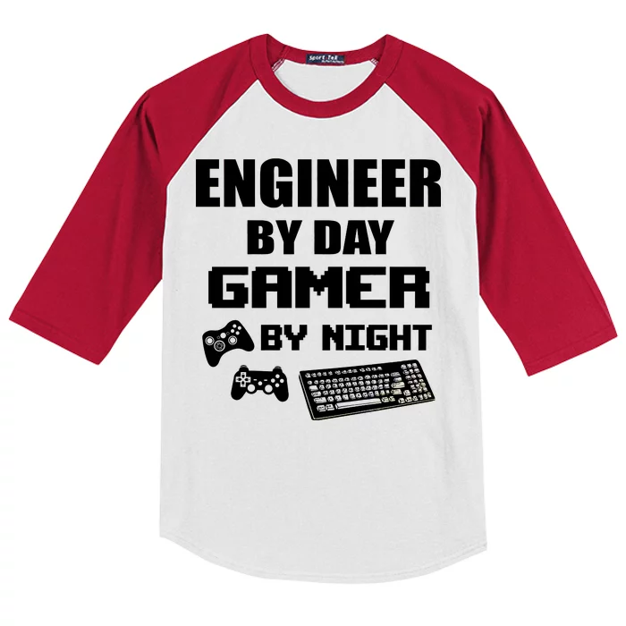 Engineer By Day Gamer By Night Kids Colorblock Raglan Jersey