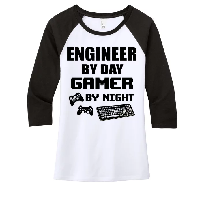 Engineer By Day Gamer By Night Women's Tri-Blend 3/4-Sleeve Raglan Shirt