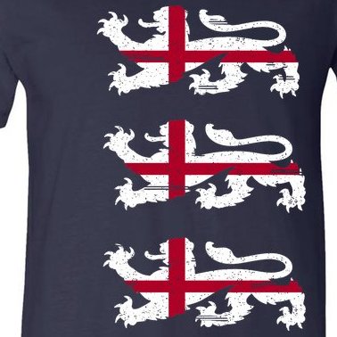 England Euro 21 English Lions Soccer Fan Flag V-Neck T-Shirt